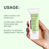 Centella Sunscreen SPF 50+ PA++++, Soothing Sun Cream for Sensitive Skin, Moisturising Daily Sun Protection, UVA & UVB Protection, 50g