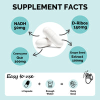 NADH 50mg Maximum Strength NADH - Energy Booster, NAD+ Supplement, Active Form of Vitamin B3, 2 Months Supply, 60 Count (Pack of 1)