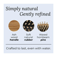TEK - Scalp Massage Brush in Ash Wood with Strap, Ideal for Washing Air and Application of Anti-Hair Loss Lotions - 8.5 x 5 cm