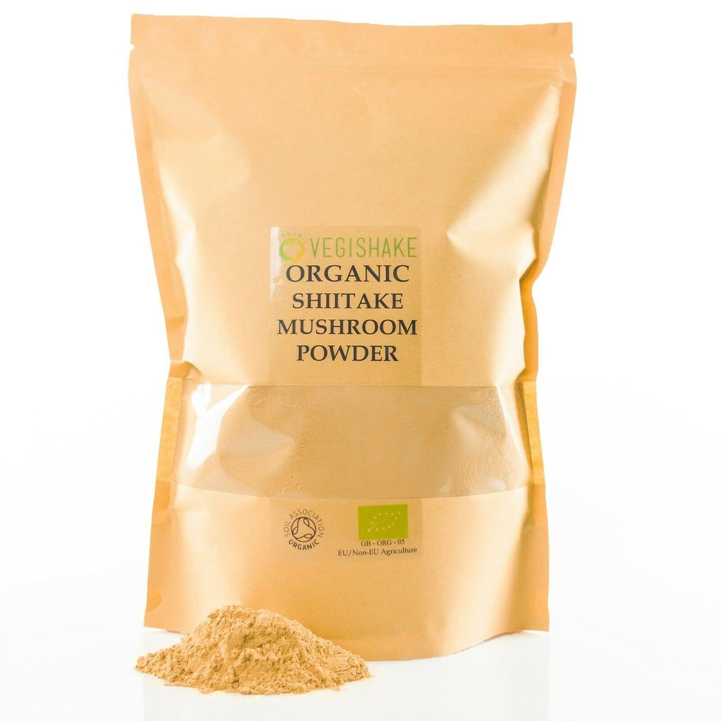vegishake Organic Shiitake Mushroom Powder Fruiting Body Polysaccharides Vegan (250g)