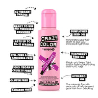 Crazy Color Vibrant Cyclamen Semi-Permanent 4 Pack Quad Hair Dye. Highly Pigmented Cerise Conditioning & Oil Nourishing Vegan Formula No Bleach or Ammonia 400ml