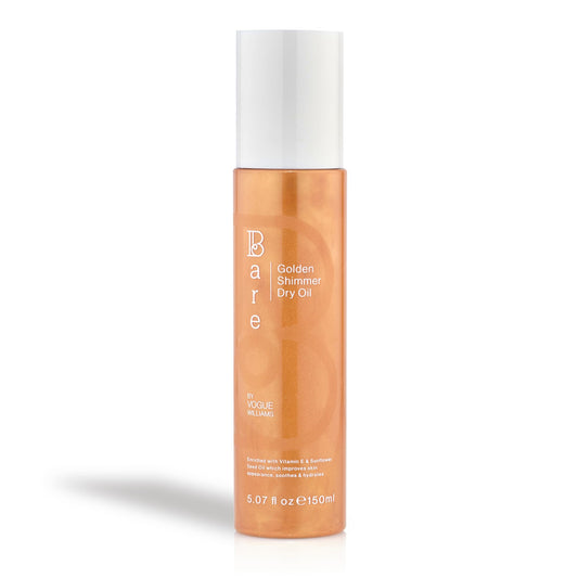 Bare by Vogue Golden Shimmer Dry Oil - Moisturise and Hydrate your Skin with Gorgeous Sparkle - Lightweight & Quick-Drying Face & Body Shimmer Oil, 150ml