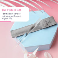 Glass Cuticle Pusher by Bona Fide Beauty - Clear Dual-Ended Manicure Stick with Case - 1Pc Premium Czech Glass Manicure Tools