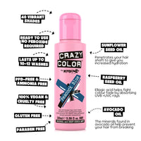 Crazy Color Vibrant Peacock Blue Semi-Permanent Hair Dye. Highly Pigmented Teal Turquoise Conditioning & Oil Nourishing Vegan Formula | No Bleach or Ammonia | 100ml