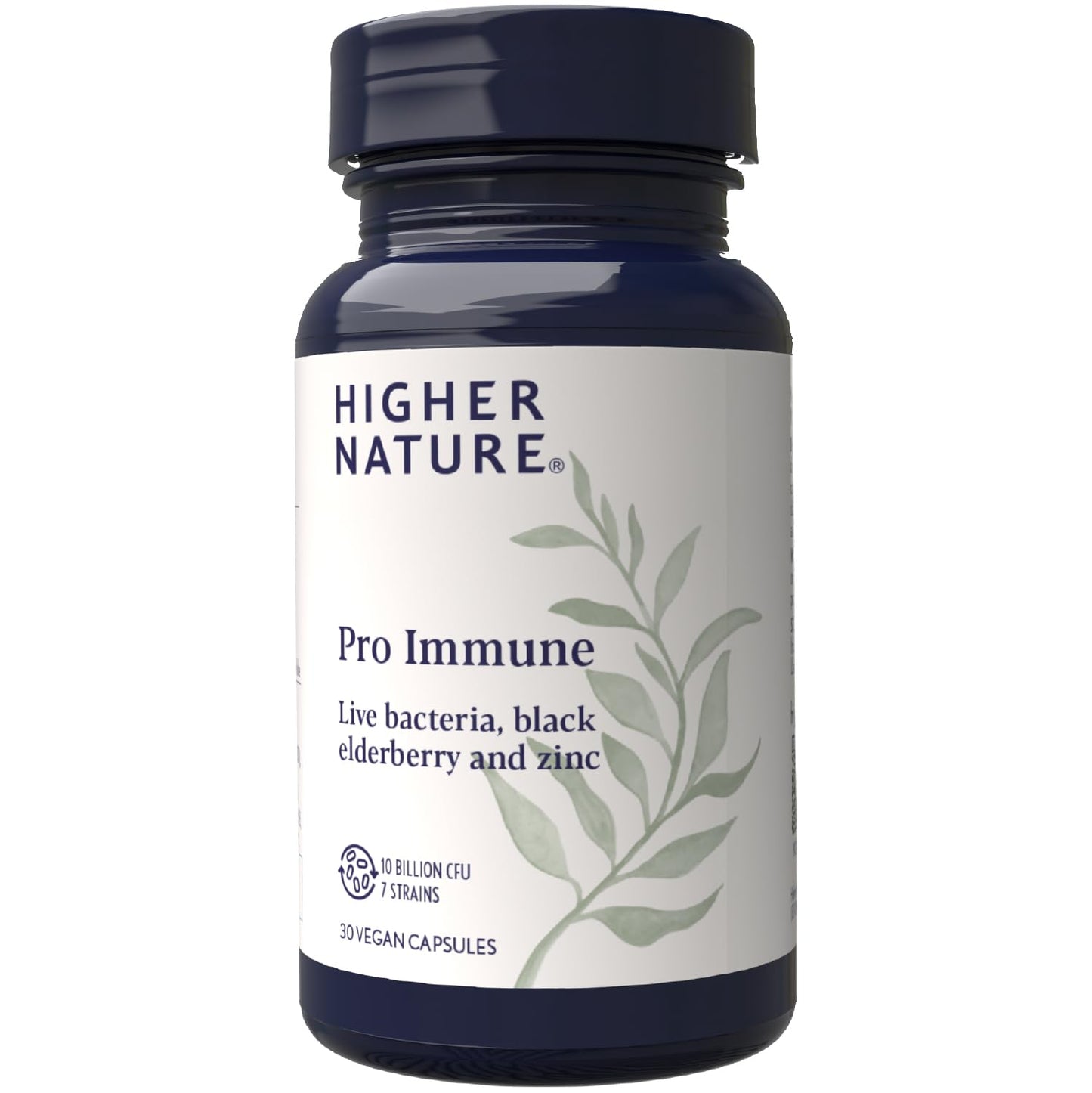 HIGHER NATURE Higher Nature - Pro Immune - Triple Action Immune Support Probiotic - Live Bacteria, Black Elderberry and Zinc - 7 Bacteria Strains - 10 Billion CFUs - Vegan Probiotics - 30 Capsules