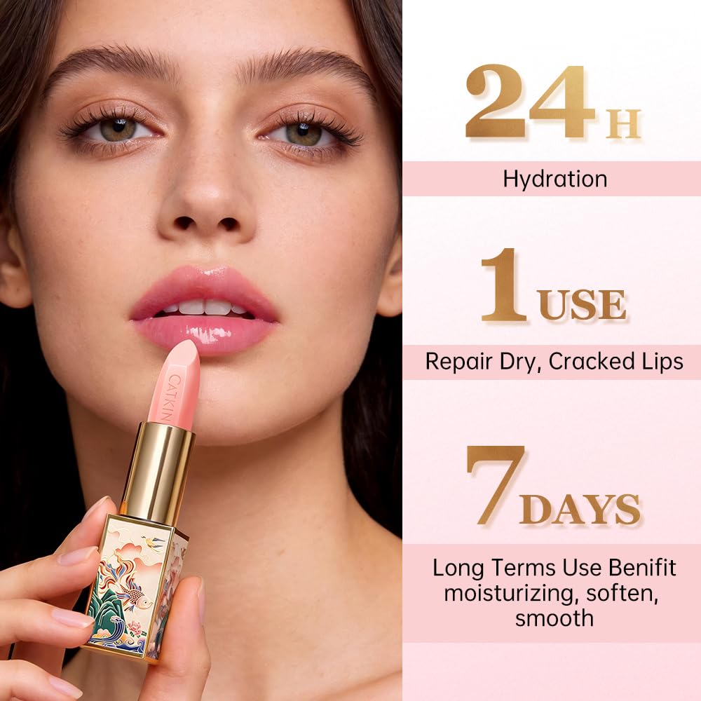 CATKIN Moonlight Lip Balm, Colour Changing Lipstick, Natural Hydrating Tinted Lip Balm, Chapstick Lip Balms with Vitamin E for 8h Moisture for Dry Cracked Lips, 3.5g
