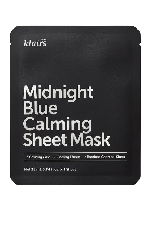 DearKlairs Midnight Blue Calming Sheet Mask 1 Sheet, Soothing Irritated, heated Skin, For troubled and sensitive skin, Korean Beauty