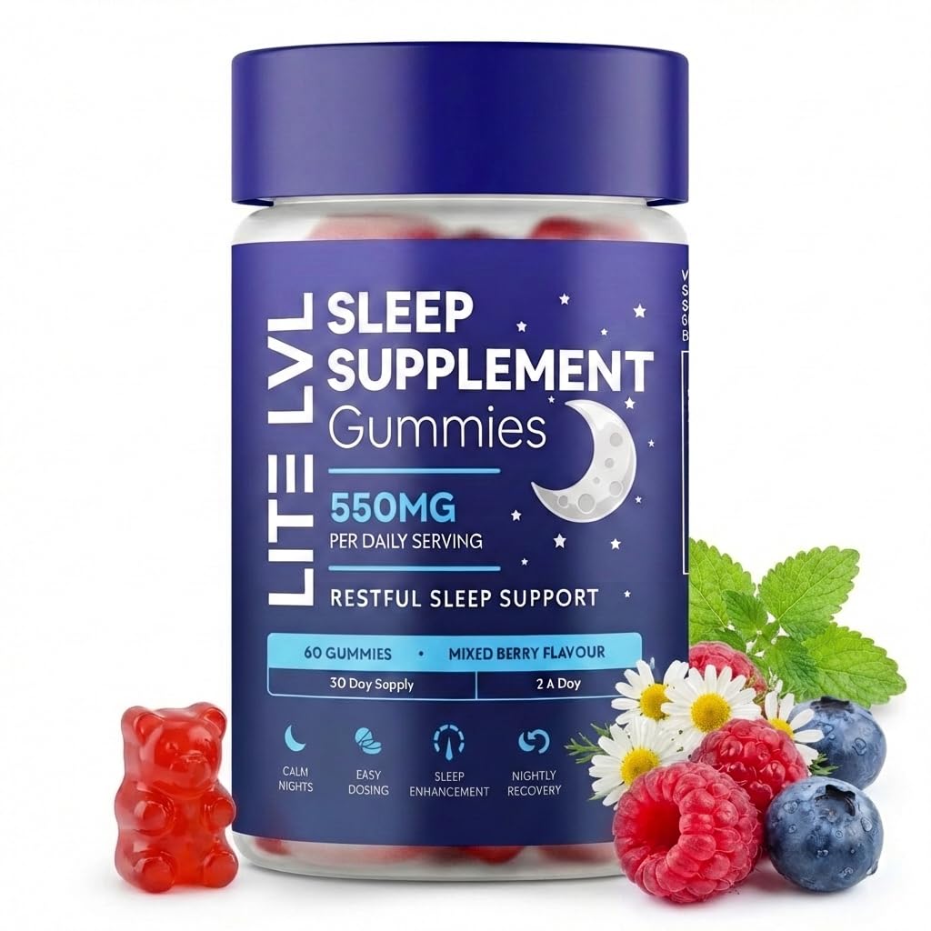 LITE LVL Sleep Gummies | Sleep Aids for Adults | Sleep Gummies for Adults | Night Time Routine | Natural Sleeping Remedy & Bedtime Support | 60 Gummies