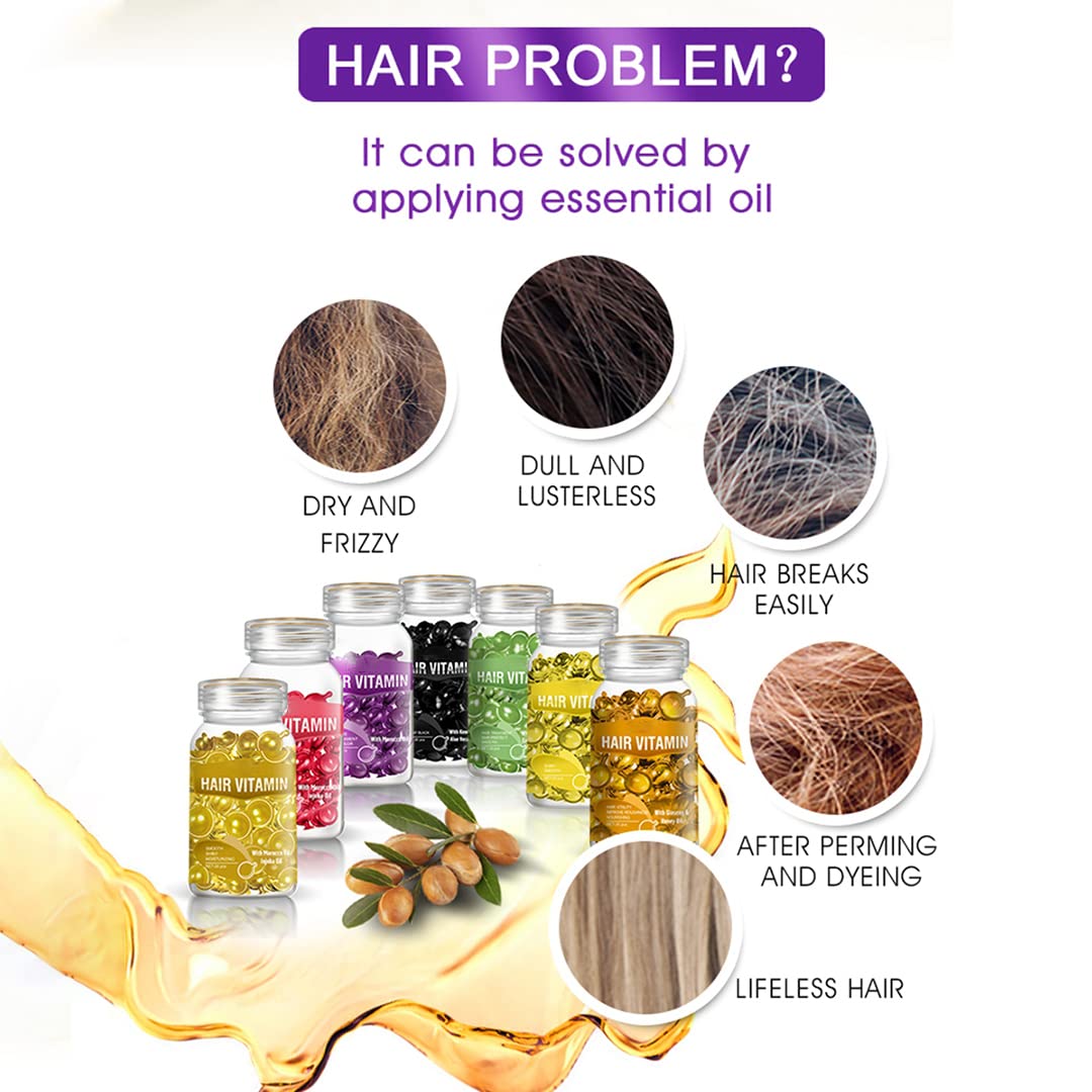gowwimHair Vitamin Serum Capsule,Hair Treatment Serum,Argan Macadamia Avocado Oil,Deep Care Repair Damaged Hair,30 PCS