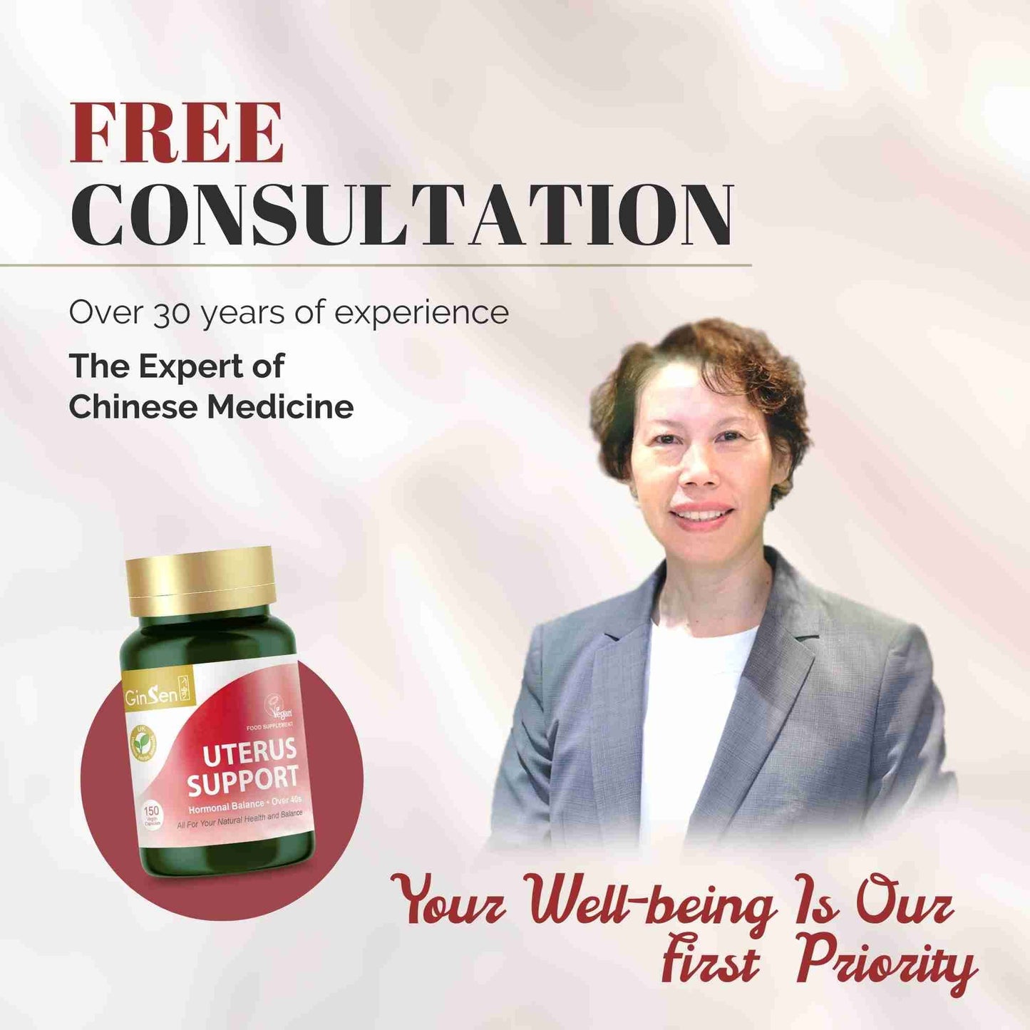 GinSen Uterus Support, Ultimate Nourishment for Women’s Reproductive Health, 150 Capsules, Vegan Approved Supplement, Herbal Extract & Vitamins Made in UK