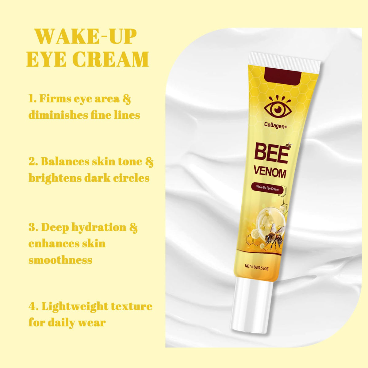 Generic Eye Cream with Collagen, Skin Tightening Cream for Face, Microneedling Serum & Wrinkle Filler, Deeply Moisturizes & Firms Eye Area, Reduces Dark Circles & Puffiness, Lightweight (Eye Cream*2)