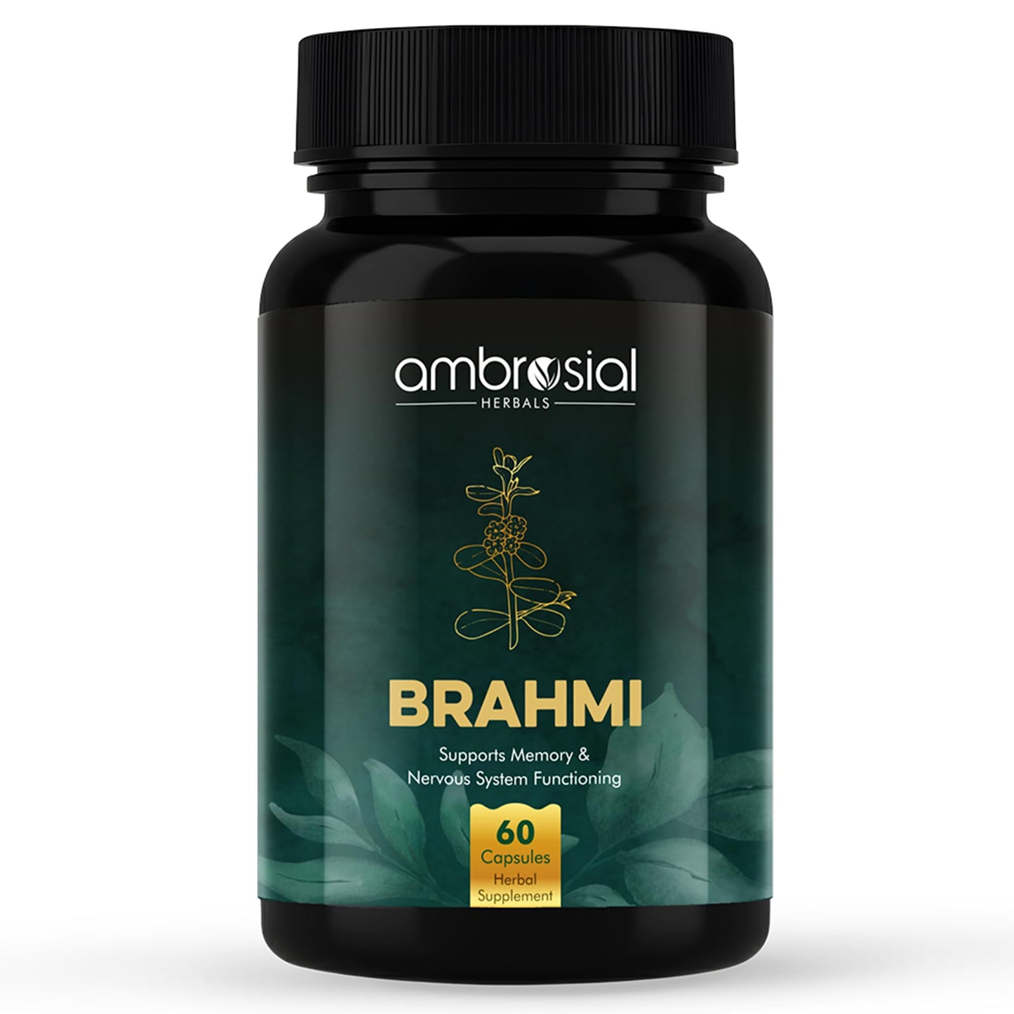 AMBROSIAL Bacopa Monnieri Brahmi Capsules - 500mg 60 Tablets | | Bacopa Extract | Non - GMO | Gluten & Allergen Free | Brain Supplement | 100% Natural Ingredients | By Ambrosial
