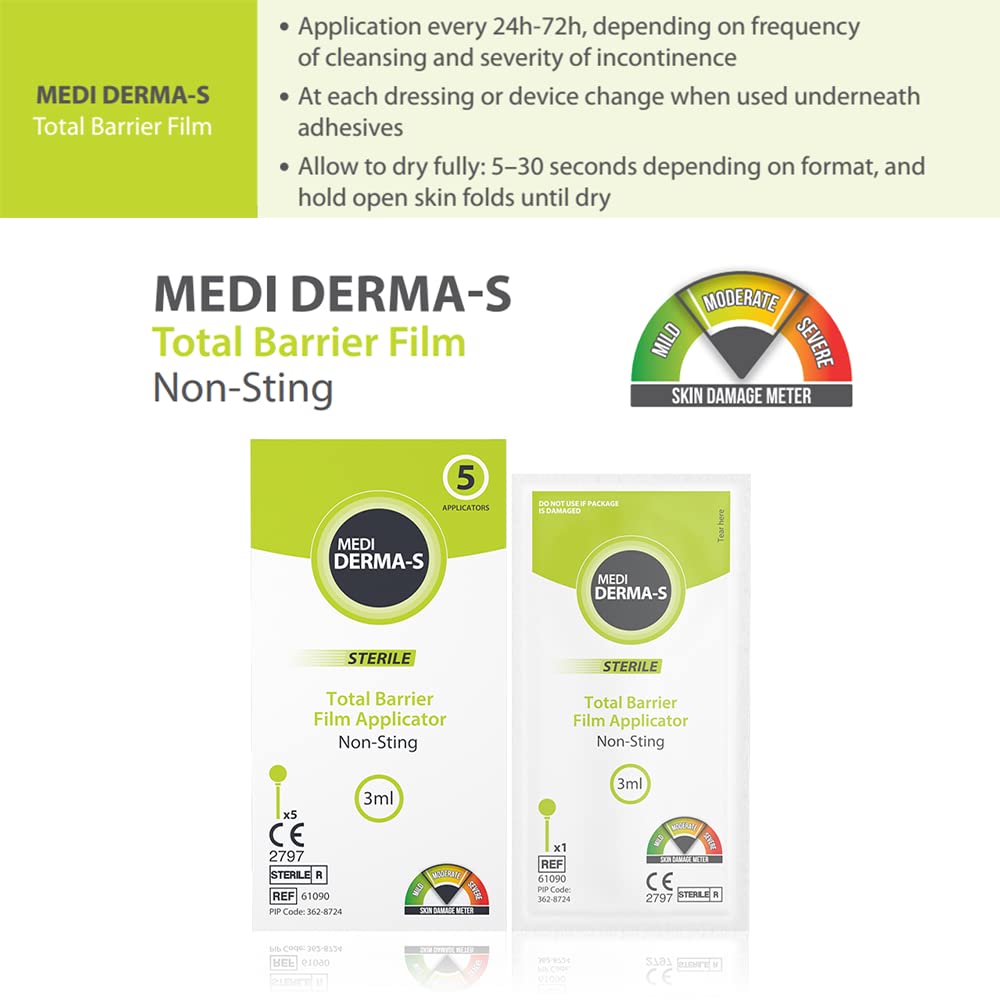 Medi Derma-S BarrierEase Skin Protection Applicator: Gentle Defense for Mild to Moderate Skin Damage - 3ml x 5 Pack