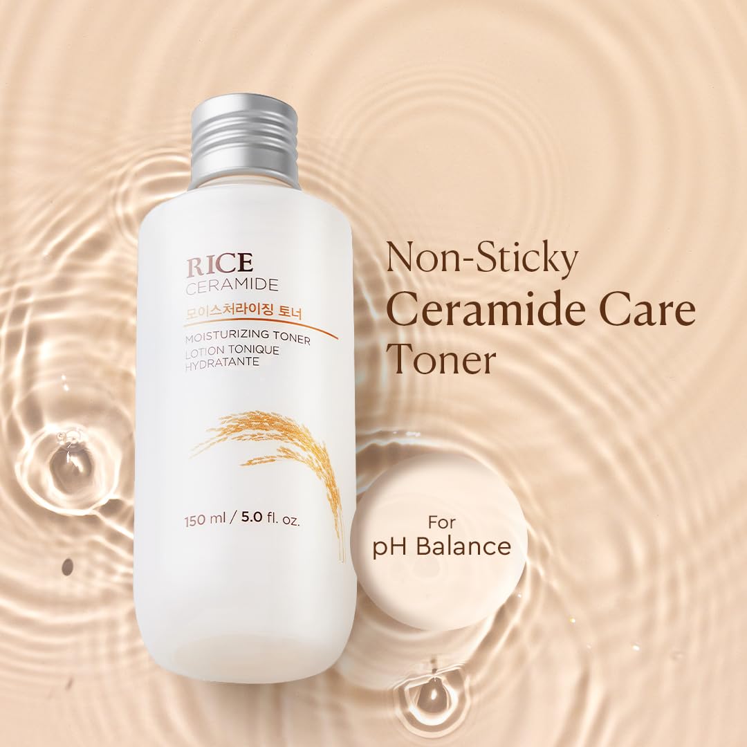 The Face Shop Rice & Ceramide Moisturizing Facetoner Enriched With Rice Extracts To Brighten The Skin Suits All Skin Types, 150 ml