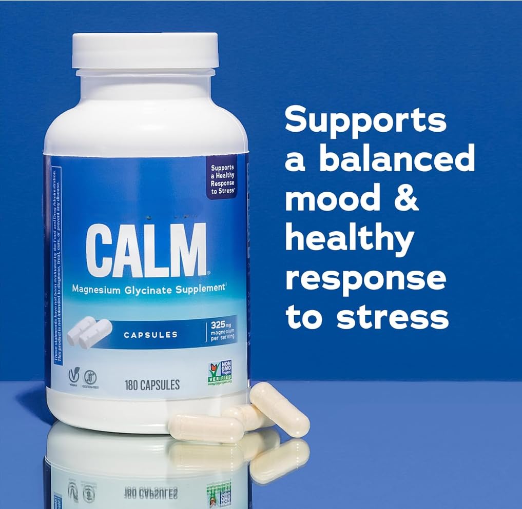 Generic Calm Magnesium Glycinate – 325mg, Non-GMO, Gluten-Free, 180 Vegan Capsules
