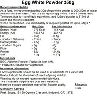 Peak Supps Egg White Powder 250g - High Protein | Vegetarian Friendly