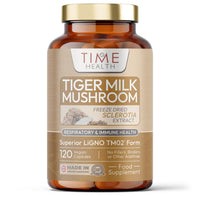 Tiger Milk Mushroom - 120 Capsules - 450mg Extract - LiGNO TM02® - >30% Polysaccharides - Lignosus rhinocerus - GMP - Vegan Supplement - No Synthetic Additives - Time Health