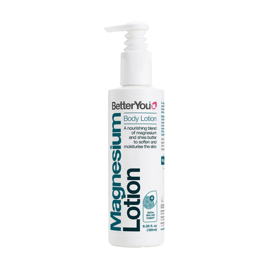 BetterYou Magnesium Body Lotion, Nourishing Blend of Natural Zechstein Transdermal Magnesium and Shea Butter to Soften and Moisturise Skin, Palm-Oil Free, 180ml