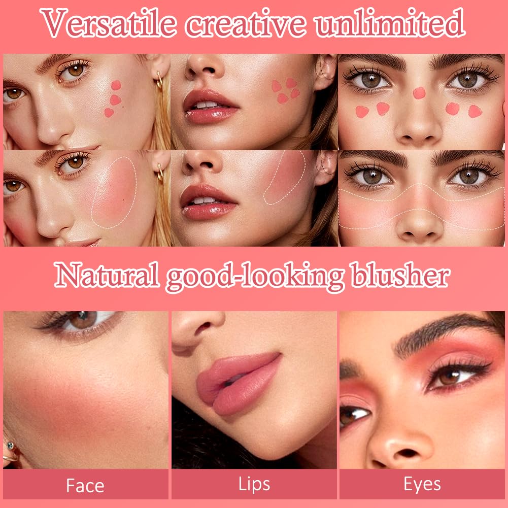 LOPHE Heart Stamp Blush, Stamp Blush with Heart Shaped Applicator, Air Cushion Blusher, Moisturizing Cheek Tint Blushers for Cheeks Make Up, Natural-Look Cheek Tint Set Long Lasting Makeup (#02)