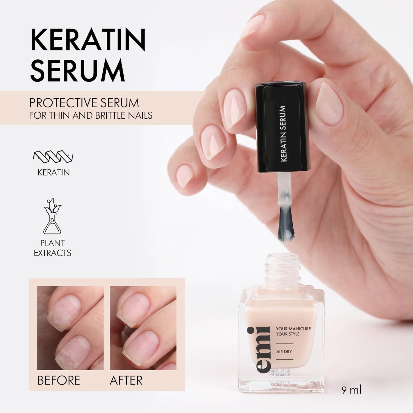 EMI Nail Care Power Trio for strong, healthy, and nourished nails vitamin therapy Argan Power A, E, and F Vitamin Complex Keratin Serum protective shield Emi Nail Therapy System