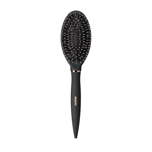BaByliss Styling Smoothing Hair Brush, Nylon and Boar Bristle Hair Brush, Sleek and Shiny Finish, Black
