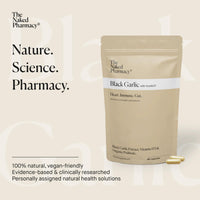 The Naked Pharmacy | Black Garlic Supplements | for Gut, Cardiovascular & Immune System | Healthy Circulation & Blood Pressure | with Vitamin D & Moringa | Odourless | 60 Capsules