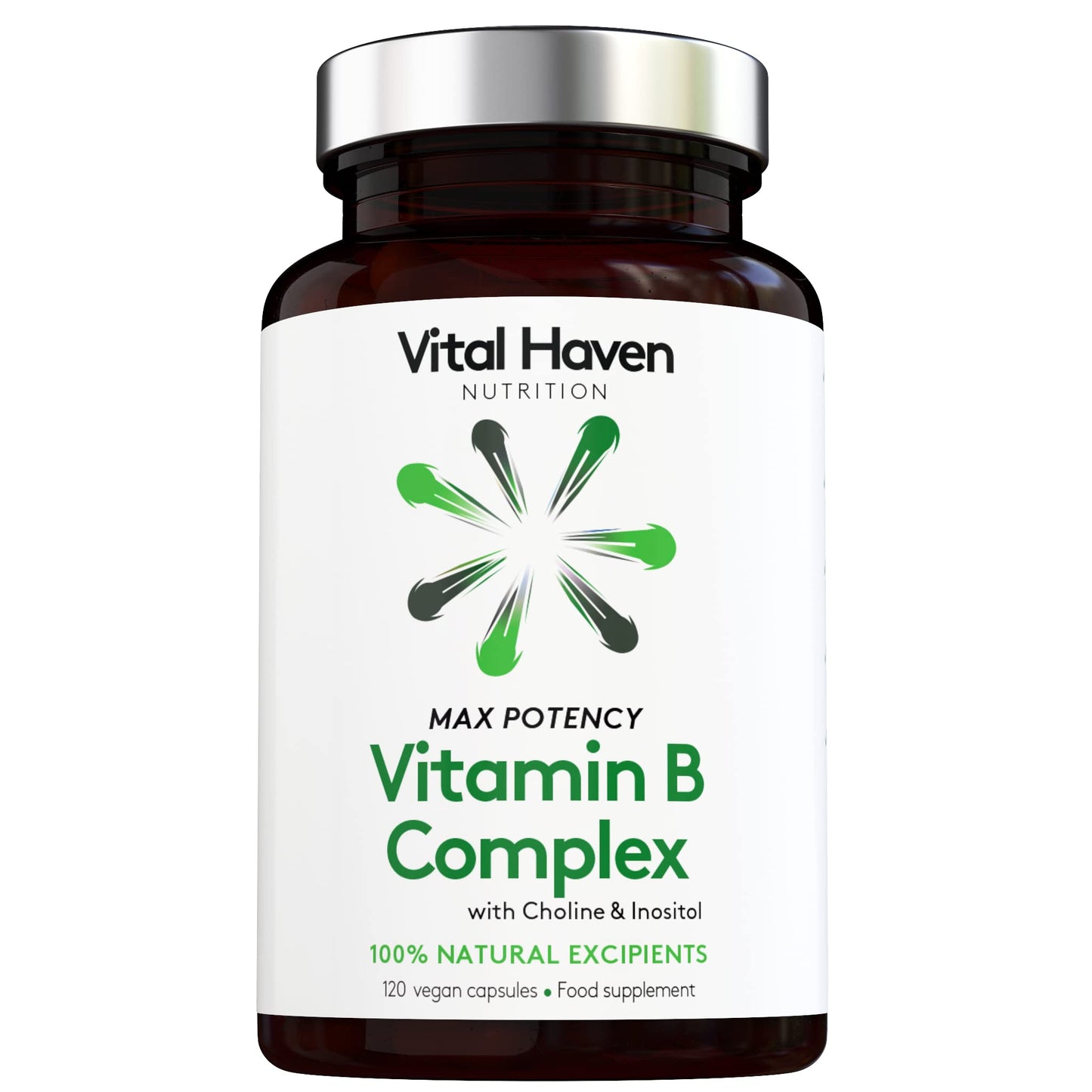 Vital Haven Triple Action Formula - Vitamin B Complex + Choline + Inositol - Vegan - High Strength - 4 Months Supply - Premium Ingredients - for Better Immune System and Cell Health - Made in The UK