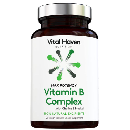Vital Haven Triple Action Formula - Vitamin B Complex + Choline + Inositol - Vegan - High Strength - 4 Months Supply - Premium Ingredients - for Better Immune System and Cell Health - Made in The UK