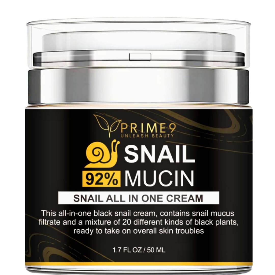 PRIME9 Prime9 Snail Mucin Cream 92% – Korean All-in-One Moisturiser for Deep Hydration, Smooth Skin, Anti-Aging & Blemish Care, Face Cream for Sensitive Skin
