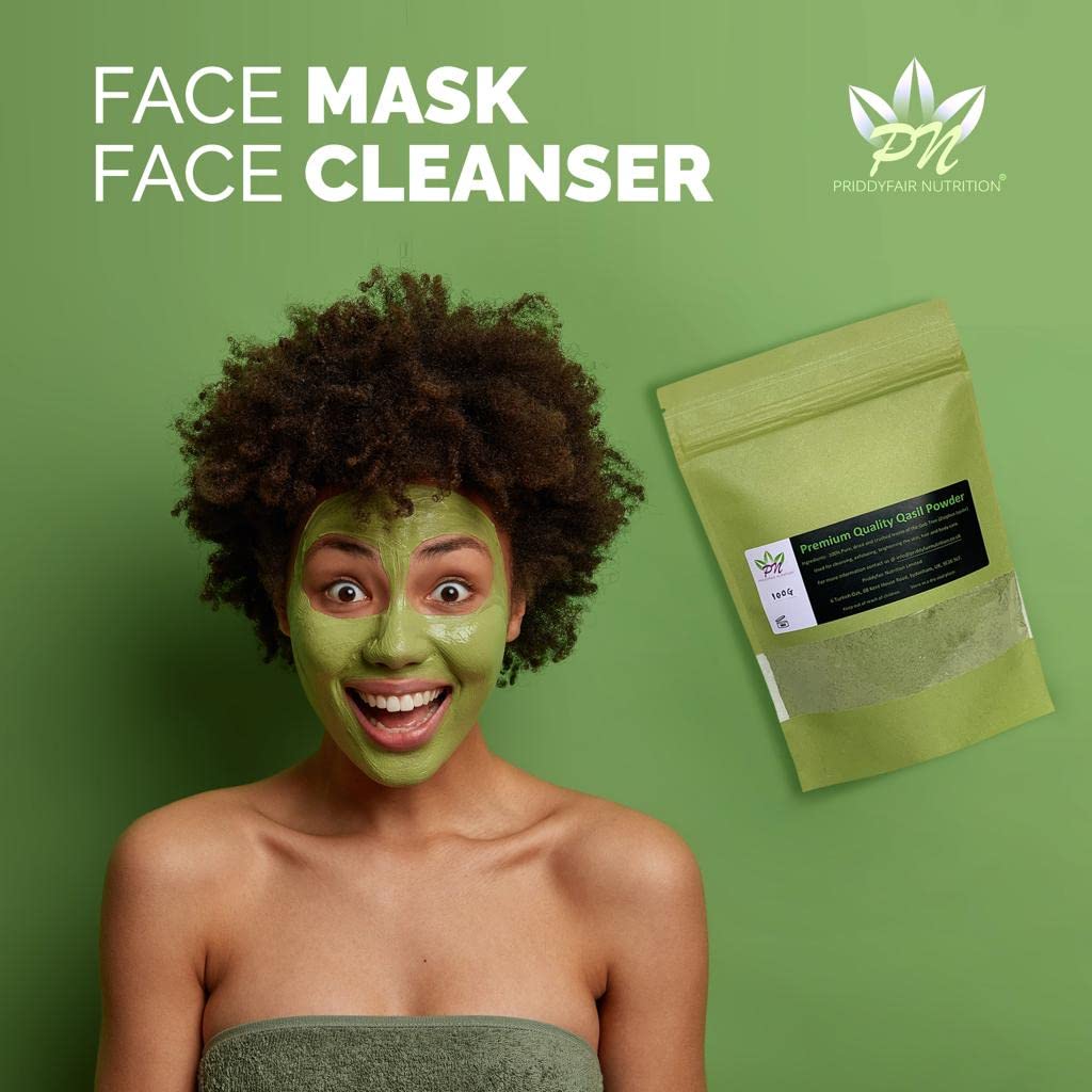PN Priddyfair Nutrition Priddyfair Nutrition Qasil Powder Somalia Face Masks Beauty Secret for Skincare, Body, Hair Scalp & Face Acne Clay Mask Treatment made from Natural Organic Gob Tree Green Leaf (Ziziphus Jujube) 50g