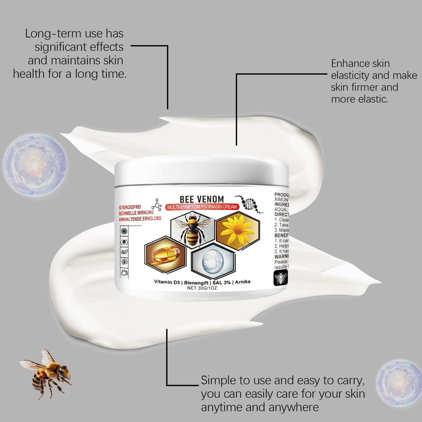 MEITREND Bee Venom Cream,2PCS Advanced Bee Venom Cream for Skin Itching & Hydrating,Visibly Reduces Skin Blemishes and Smoothes Skin,Calm Redness