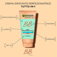 Garnier Skinactive BB Cream Moisturizing Perfecting Face Cream All in 1 SPF25 Medium Shade + Erase Age Multipurpose Liquid Concealer 02 Nude with Sponge Applicator