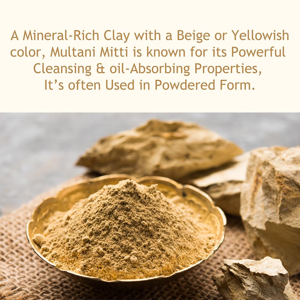 Hebhac Herbs Multani Mitti Powder, Bentonite Clay & Fuller's Earth Clay – 100% Natural Skin Soother, Cleanser & Acne Reducer – 100g