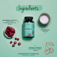 Vegavero D-Mannose Complex | 2000 mg Pure D-Mannose + Natural Vitamin C + Cranberry Extract | 100% Natural UTI Support | NO Additives and Lab-Tested | Vegan