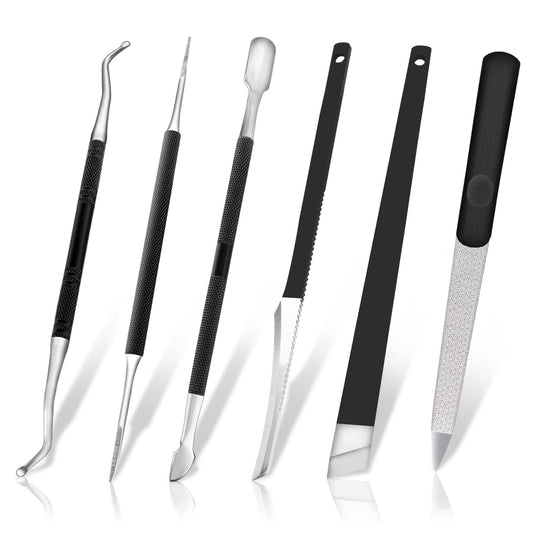 BLESWIN Ingrown Toenail Tool Pedicure Tool Kit 6pcs, Ingrown Toe Nail File and Nail Lifter Cuticle Pusher Pedicure Set, Sharp Blade Pedicure Knives Kit Professional, Foot Repair Kit Stainless Steel