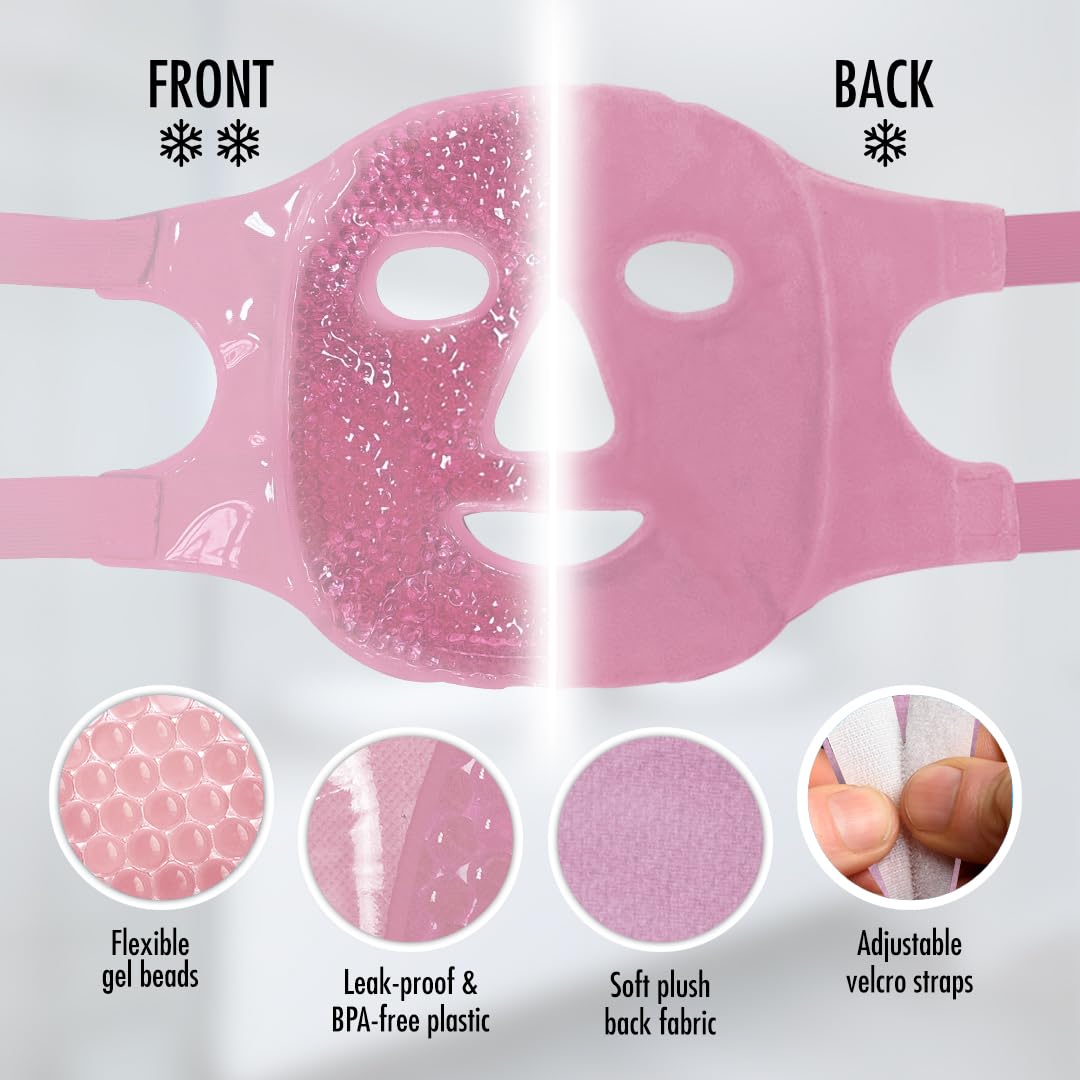 Perfect Remedy Ice Pack Cold Face Eye Masks Reduce Face Puff, Dark Circles, Reusable Cold Hot Gel Face Eye Mask (Pink)