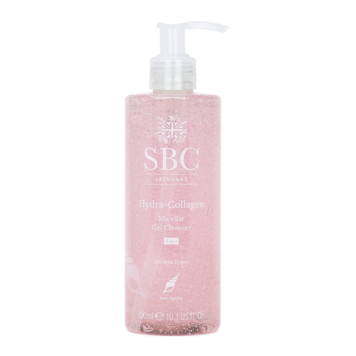 SBC Skincare Hydra-Collagen Micellar Gel Cleanser - 300ml | Hydrating Gel Makeup Remover | Cleansing Anti-Ageing Micellar Gel | Soap Free Makeup Remover