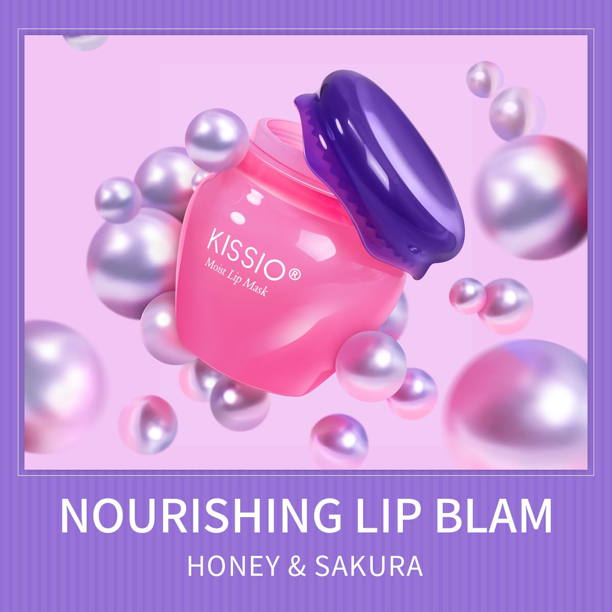 KISSIO Lip Mask Set,Honey and Cherry Lip Sleeping Mask,Repair Lips Day and Night,Plant Extract,Lip Mask Overnight,Hydrating Lip Balm,Honeypot,2 pcs