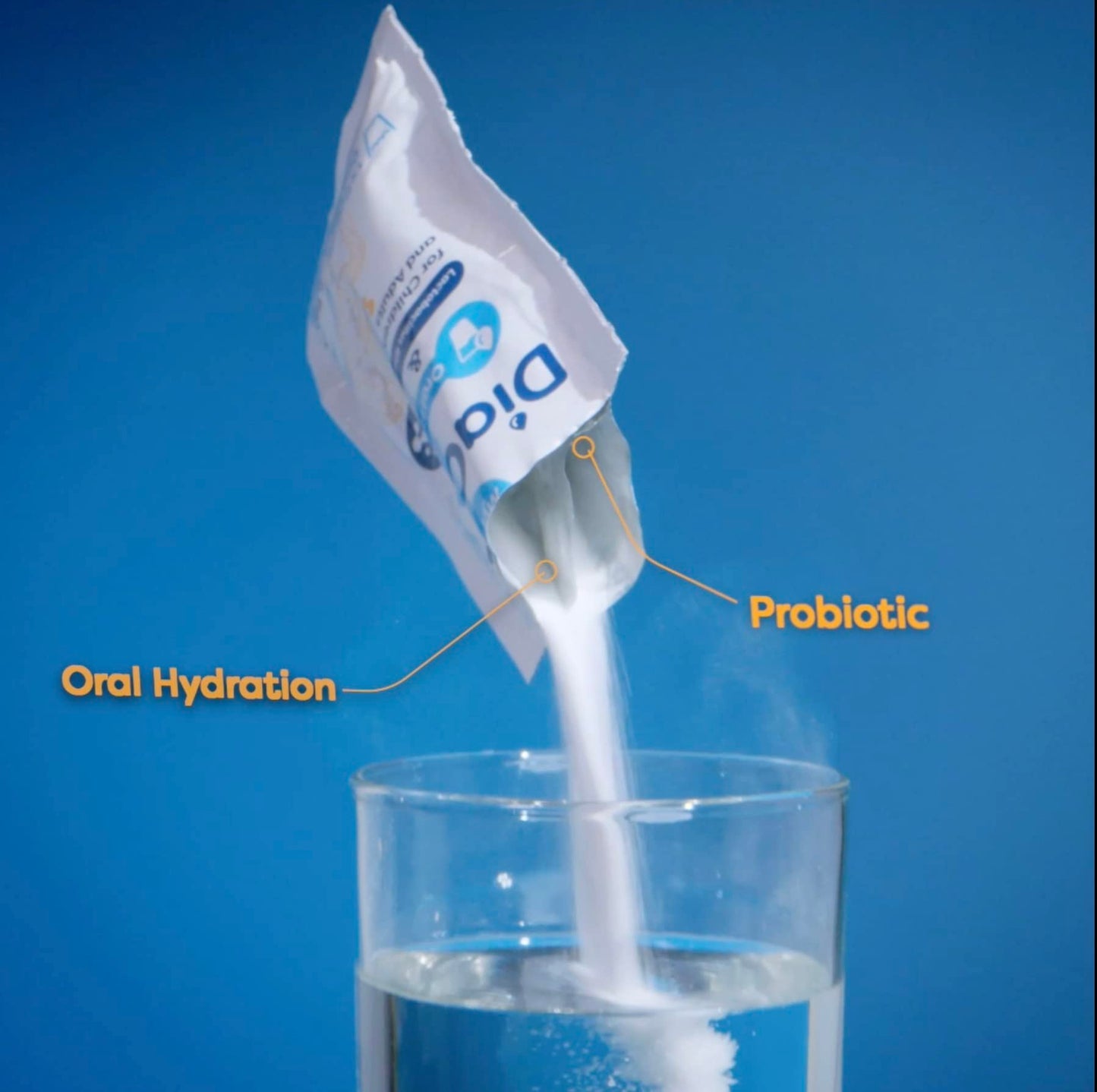 DiaCare Oral Rehydration for Children and Adults | Electrolytes and Probiotic | Orange Flavour | 6 Sachets