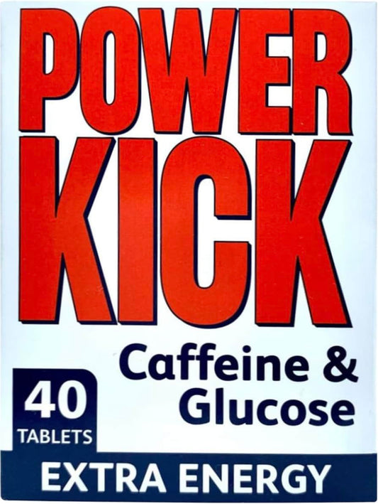 Chinoxia Powerkick Extra Energy Caffeine and Glucose Tablets x 40 - Pack of 6 (240 tablets total)