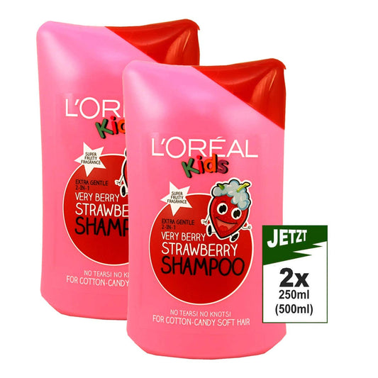L'Oreal L'Oréal Kids Very Berry Strawberry Shampoo, 2 x 250 ml (500 ml) - Children's Shampoo