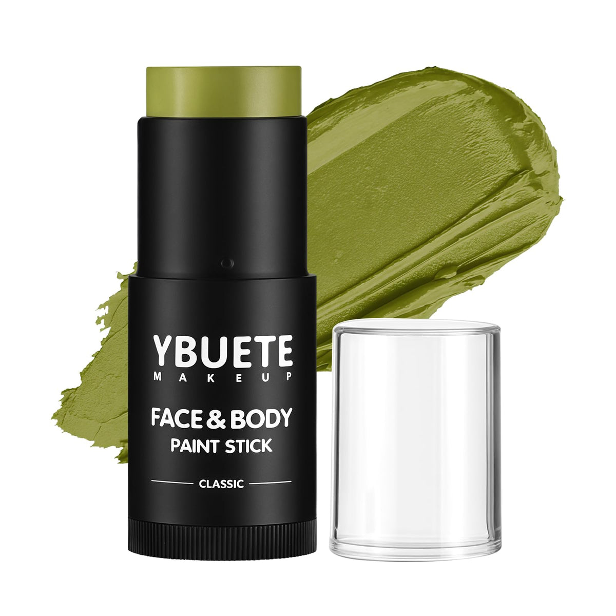 YBUETE Ogre Green Face Body Painting Stick, Professional Green Full-coverage Cream Face Paint for Hunting Camo Halloween SFX Witch Shrek Cosplay Makeup, Washable Body Paint for Adult Carnival
