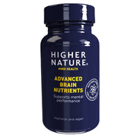 HIGHER NATURE Higher Nature - Advanced Brain Nutrients - Aids Memory & Concentration - Supports Nervous System - Gluten Free - Vegan & Vegetarian - 90 Capsules