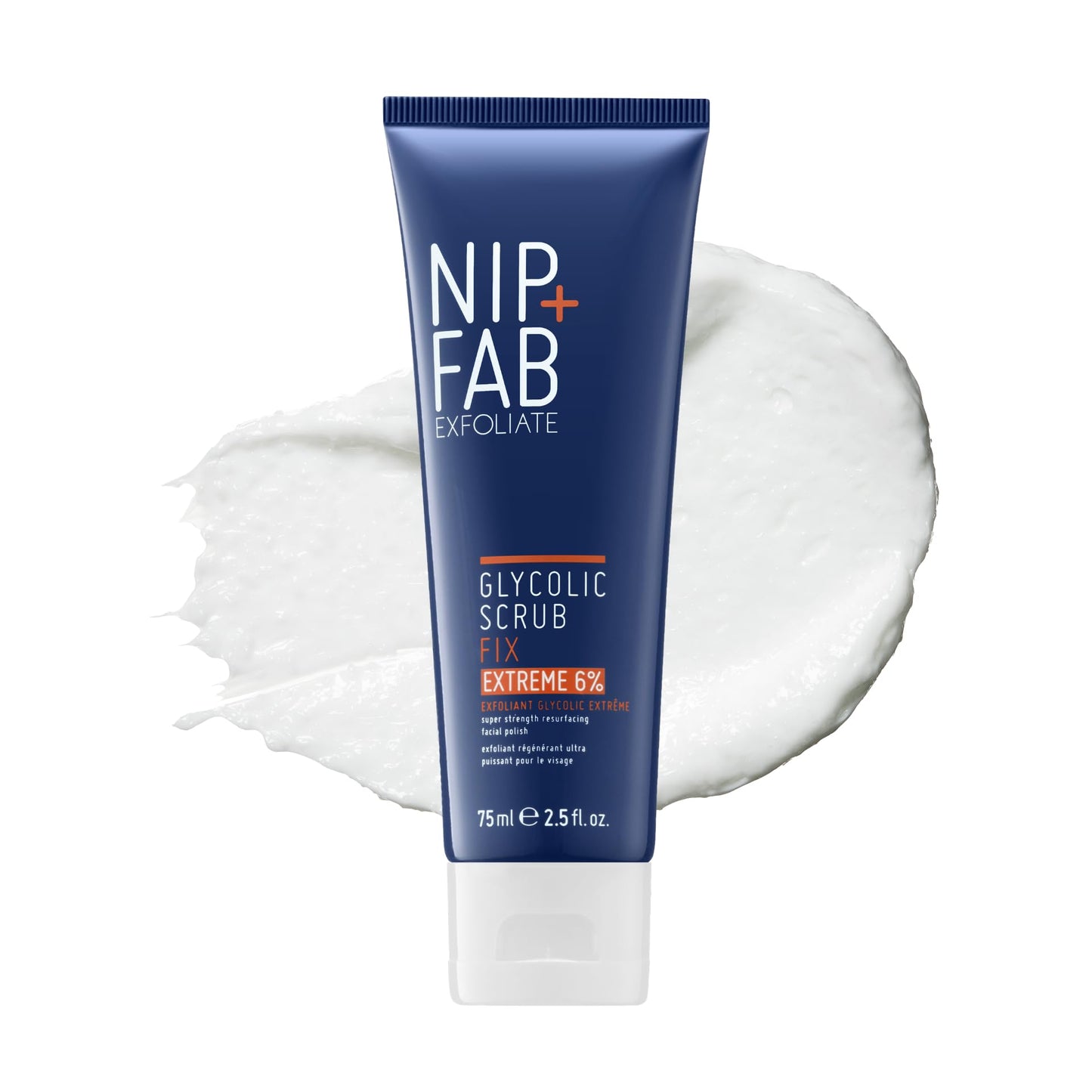 Nip+Fab Nip + Fab Glycolic Fix Scrub Extreme – 6% Glycolic Acid (AHA) and 1% Salicylic Acid (BHA) High-Potency Exfoliating Face Scrub for Resurfacing, Deep Pore Cleansing & Clear Skin, 75ml
