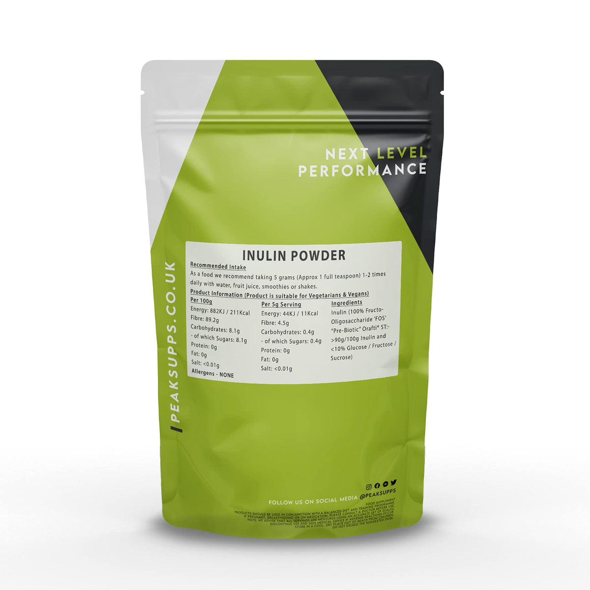 Peak Supps Inulin Powder 100g | Prebiotic Fibre | Pure EU Sourced | Packaging May Vary