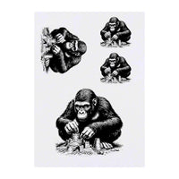 Azeeda 4 x 'Gorilla Building Sand Castles' Temporary Tattoos - Water Resistant, Skin-Safe, Non-Toxic Transfers, Mixed Sizes (TO00076122)