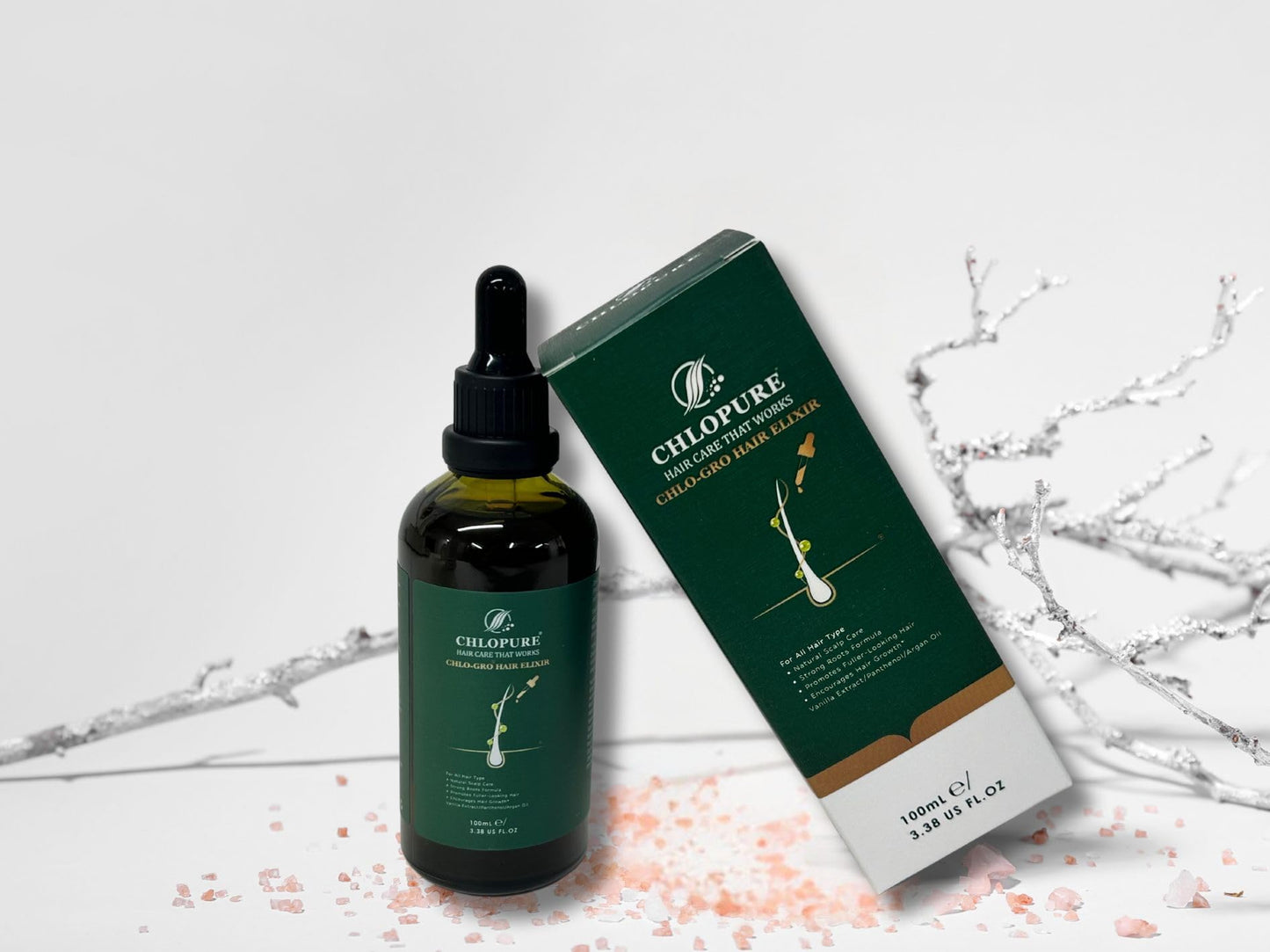 CHLOPURE CHLO-GRO Hair Elixir - Hair Growth Serum, Promotes Thicker, Fuller Growth, Natural Scalp Serum for Men & Women with Argan Oil, Panthenol & Vanilla Extract - 100ml