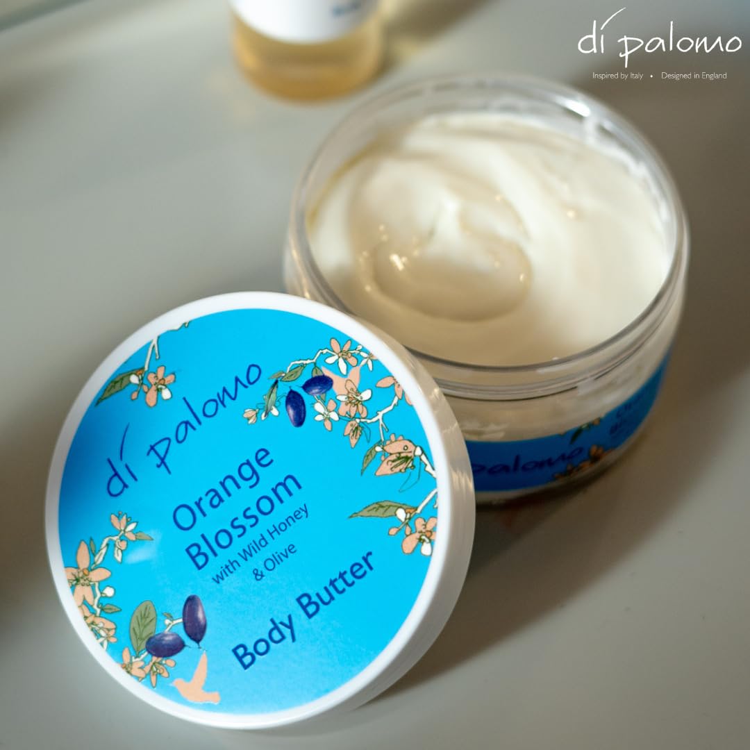 Di Palomo Orange Blossom & Honey Body Butter 200ml. Body Moisturiser & Body Lotion. Shea Butter Body Butter with Skin Care. Body Butter for Women & Body Moisturiser for Women. Body Creams for Women.