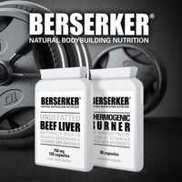 Berserker Desiccated Beef Liver 750mg 120 Capsules Un-defatted Meaning Full Absorption of Naturally Occurring Vitamins and Minerals Found in Beef Liver. Made in The UK.