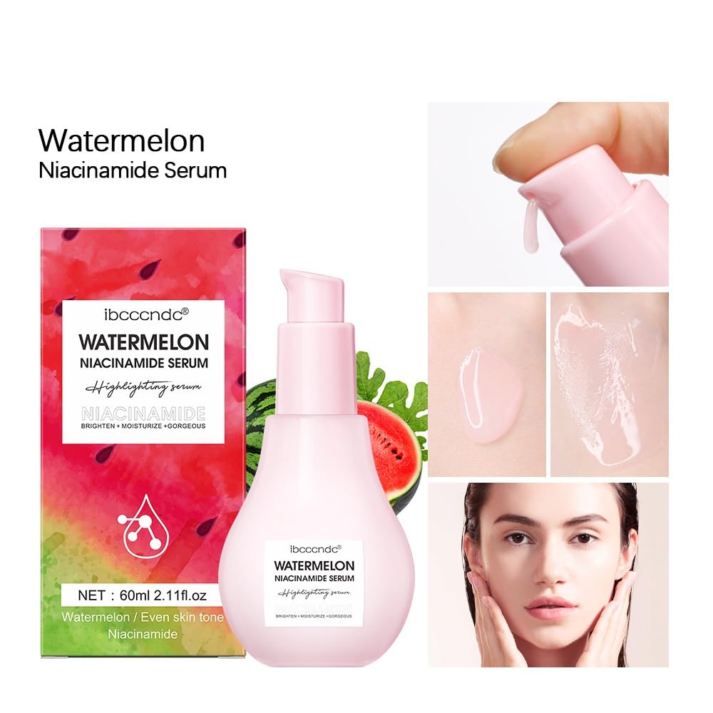 Beliky Girl Watermelon Niacinamide Serum, Hydrating Face Serum for Skin Care, Facial Serum with Hyaluronic Acid & Watermelon Extract, Brighten and Moisturizing, Natural Glow Skin Serum Priming Liquid Highlighter